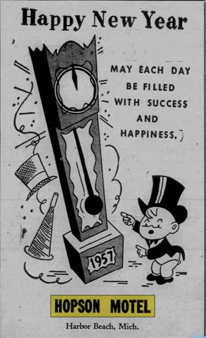 Hooks Waterfront Resort (Train Station Motel, Hopson Motel) - Dec 1956 Ad (newer photo)